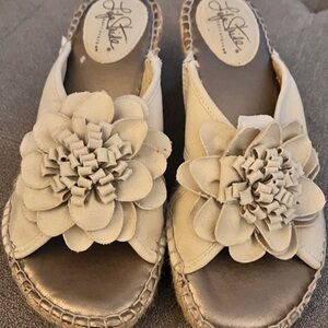 Life Stride Cream Espadrilles with Floral Embellishments